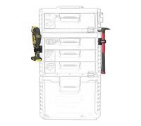 BPOPO Long Handle Tool Holder Compatible with ToughBuilt StackTech Toolboxes, Rail-Mounted Adjustable Strap for Axe, Shovel, Extension Pole & Conduit Bender