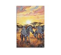 BPQN Animal Artwork Poster Herd of Zebras on The Savannah Decorative Painting Canvas Art Picture 12x18inch(30x45cm)