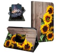 BPQOJB Case for Fire Max 11 inch (13th Generation, 2023 Release) | Sunflowers on the Wood Pattern, 360 Rotating Stand Tablet Case, PU Leather Auto Wake/Sleep Smart Cover