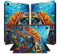 BPQOJB Case for Samsung Galaxy Tab A9 Case 360 Degree Rotating Stand Black PU Leather Smart Cover with Auto Wake/Sleep Tablet Cover for Samsung Galaxy Tab A9 8.7 inch 2023 - Turtles in The Blue Ocean
