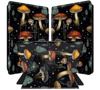 BPQOJB Case for Samsung Galaxy Tab A9 Plus Case 360 Degree Rotating Stand Black PU Leather Smart Cover with Auto Wake/Sleep Tablet Cover for Samsung Galaxy Tab A9 Plus 11 inch - Wild Forest Mushrooms