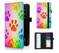 BPQOJB Checkbook Cover for Men and Women Personal Checkbook PU Leather Check Book Credit Card Holder Wallet with RFID Protection & Built-in Pen Holder for Duplicate Checks, Dog Paws