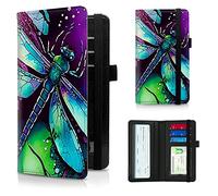 BPQOJB Checkbook Cover for Men and Women Personal Checkbook PU Leather Check Book Credit Card Holder Wallet with RFID Protection & Built-in Pen Holder for Duplicate Checks, Dragonfly, Classic