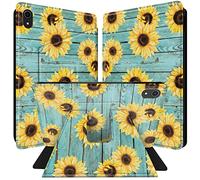 BPQOJB for iPad 10th Generation Case 360 Degree Rotating PU Leather Smart Cover with Auto Wake/Sleep Tablet Case for iPad 10th Gen 10.9 inch 2022 - Sunflower on The Wood