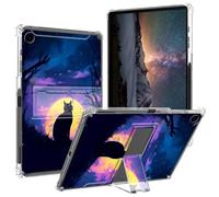 BPQOJB for iPad 9th Generation Case for iPad 8/7th Generation Case with Kickstand and Pen Holder Transparent Protective Cover Clear Tablet Cover for iPad 10.2 inch - Cat Under The Galaxy Moon