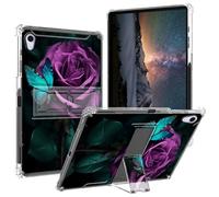 BPQOJB for iPad Air 5th/4th Generation Case 2022/2020 with Kickstand and Pen Holder Transparent Protective Cover Clear Tablet Case for iPad Air 5/4th Gen 10.9 inch - Green Butterfly and Rose