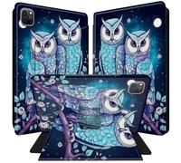 BPQOJB for iPad Air 5th Generation Case for iPad Air 4th Generation Case for iPad Pro 11 inch Cover 4th/3rd Gen 360 Degree Rotating PU Leather Smart Cover with Auto Wake/Sleep - Two Owl in The Tree