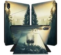 BPQOJB for iPad mini 6 Case for iPad mini 6th Generation Case 360 Degree Rotating PU Leather Smart Cover with Auto Wake/Sleep Tablet Cover for iPad mini 6 8.3 inch 2021 - Forest and Sunset