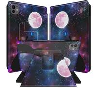BPQOJB for iPad Pro 11 inch Case 2024 M4 5th Generation with 360 Degree Rotating PU Leather Smart Cover with Auto Wake/Sleep Tablet Case for iPad Pro 11 inch 2024 - Cat and Butterflies Under The Moon