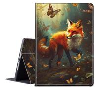 BPQOJB for iPad Pro 13 inch Case 2024 M4 7th Generation with Adjustable Stand & Auto Wake/Sleep Smart Protect Cover Case for iPad Pro 13 inch 7th Gen M4 2024 - Fox Butterflies in The Forest