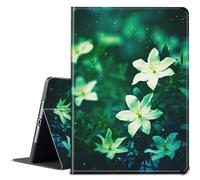BPQOJB for Microsoft Surface GO 3 Case/Surface GO 2 Case with Adjustable Stand & Auto Wake/Sleep PU Leather Slim Smart Protect Tablet Cover for Microsoft Surface GO - Green White Lotus Flower