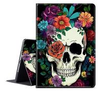 BPQOJB for Microsoft Surface Pro 7 Case with Adjustable Stand & Auto Wake/Sleep Slim Smart Protect Cover Tablet Case for Microsoft Surface Pro 7 Plus/6/5/4 12.3 inch - Cute Skull Flower