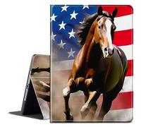 BPQOJB for Microsoft Surface Pro 8 Case with Adjustable Stand & Auto Wake/Sleep PU Leather Slim Smart Protect Cover Tablet Case for Microsoft Surface Pro 8 13 inch 2021 - Running Horse American Flag