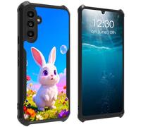 BPQOJB for Samsung Galaxy A17 5G Case with Floral Flower Rabbit Pattern Design Soft TPU Bumper + Acrylic Back Lightweight Shock Protective Phone Case for Samsung Galaxy A17 5G 6.7 inch 2025