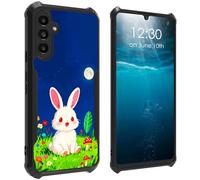 BPQOJB for Samsung Galaxy A17 5G Case with Moon Rabbit and Mushrooms Flowers Pattern Design Soft TPU Bumper + Acrylic Back Lightweight Shock Protective Phone Case for Galaxy A17 5G 6.7 inch 2025