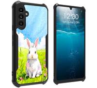 BPQOJB for Samsung Galaxy A17 5G Case with Rabbit in Floral Flowers Pattern Design Soft TPU Bumper + Acrylic Back Lightweight Shock Protective Phone Case for Samsung Galaxy A17 5G 6.7 inch 2025