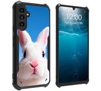 BPQOJB for Samsung Galaxy A17 5G Case with White Rabbit on Blue Pattern Design Soft TPU Bumper + Acrylic Back Lightweight Shock Protective Phone Case for Samsung Galaxy A17 5G 6.7 inch 2025