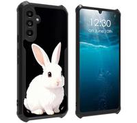 BPQOJB for Samsung Galaxy A17 5G Case with White Rabbit Pattern Design Soft TPU Bumper + Acrylic Back Lightweight Shock Protective Phone Case for Samsung Galaxy A17 5G 6.7 inch 2025