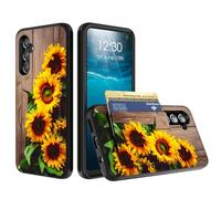 BPQOJB for Samsung Galaxy S25 FE Case Wallet Case with Credit Card Holder Dual Layer Shock Proof Protective Phone Cover for Samsung Galaxy S25 FE 6.7 inch 2025 - Sunflowers on the Board