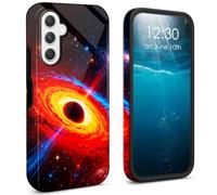 BPQOJB for Samsung Galaxy S26 Case 2026 Dual Layer Cover Hard PC + Soft TPU Black Shockproof Protective Phone Case for Samsung Galaxy S26 6.3 inch - Orange Galaxy Planet