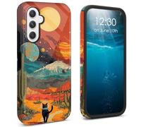 BPQOJB for Samsung Galaxy S26 Plus Case 2026 Dual Layer Cover Hard PC + Soft TPU Black Shockproof Protective Phone Case for Samsung Galaxy S26 Plus 6.7 inch - Black Cat in Planet