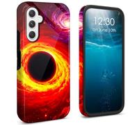BPQOJB for Samsung Galaxy S26 Plus Case 2026 Dual Layer Cover Hard PC + Soft TPU Black Shockproof Protective Phone Case for Samsung Galaxy S26 Plus 6.7 inch - Galaxy Orange Planet