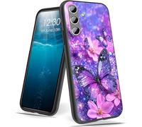 BPQOJB for Samsung Galaxy S26 Plus Case Ultra-Thin Slim Lightweight Soft TPU Protective Phone Case for Galaxy S26 Plus 5G 6.7 inch 2026 - Purple Glitter Butterflies Flowers