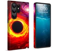 BPQOJB for Samsung Galaxy S26 Ultra Case 2026 Dual Layer Cover Hard PC + Soft TPU Black Shockproof Protective Phone Case for Samsung Galaxy S26 Ultra 6.9 inch - Galaxy Orange Planet