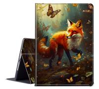BPQOJB for Samsung Galaxy Tab A9 Case with Adjustable Stand & Auto Wake/Sleep Feature Smart Protect Cover Case for Samsung Galaxy Tab A9 8.7 inch 2023 - Fox Butterflies in The Forest