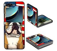 BPQOJB for Samsung Galaxy Z Flip 5 Case for Samsung Flip 5 Case with Pug Dog American Flag Pattern Design Printed Slim Hard PC Shock Proof Protective Phone Cover for Samsung Galaxy Z Flip 5 6.7 inch