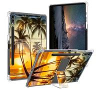 BPQOJB for Samsung S9 Ultra Case 2023 with Kickstand and Pen Holder Transparent Protective Cover Clear Tablet Case for Samsung Galaxy Tab S9 Ultra 5G 14.6 inch - Beach Coconut Tree