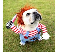 Bprtcra Deadly Doll Costume - Dog Halloween Cosplay, Party Clothes, Funny Hat (L)