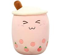 Bprtcra Strawberry Bubble Tea Plush Pillow, Cute Boba Tea Shaped Soft Cushion, Cozy Home Decor Throw Pillow for Sofa, Bed, Living Room, Multiple (24CM Type A)