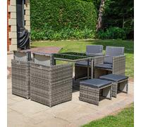BPS Access Solutions Bps Deluxe 8 Seater Rattan Cube Dining Set