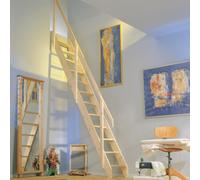 BPS Access Solutions Bps Deluxe Compact Space Saving Staircase - Floor Height Up To 2.83M - Durable Spruce Wood - 300Kg Load Rating