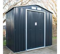 BPS Access Solutions Bps Deluxe Outdoor Apex Steel Garden Shed 7 X 4Ft Grey - Easy Assembly - Powder Coated