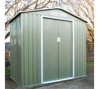 BPS Access Solutions Bps Deluxe Outdoor Apex Steel Garden Shed 7 X 8Ft Light Green - Easy Assembly - Powder Coated
