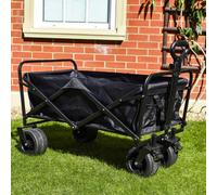 BPS Access Solutions Bps Deluxe Outdoor Trolley - Black - Large Wheels - Folding - Portable Camping Cart - Collapsible - Telescopic Handle - Beach