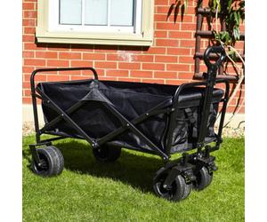 BPS Access Solutions Bps Deluxe Outdoor Trolley - Black - Large Wheels - Folding - Portable Camping Cart - Collapsible - Telescopic Handle - Beach