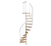 BPS Access Solutions Bps Deluxe Spiral Staircase - 1400mm Diameter - White - Floor Height Up To 2.80M - Extra Strong Beech Treads