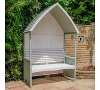 BPS Access Solutions Bps Deluxe Wooden Arbour - Integral Garden Bench - Treated Timber - Outdoor Seating - Sage Green