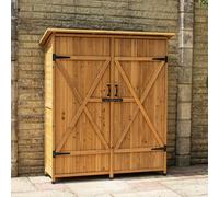 BPS Access Solutions Bps Deluxe Wooden Pent Store Shed - Tool Cabinet Organiser With Shelves And Double Door - Outdoor Storage - Wood - 135 X 152 X50Cm