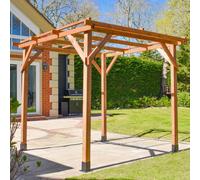 BPS Access Solutions Bps Deluxe Wooden Pergola - 2X2M - Garden Gazebo - Premium Slow Grown Spruce - 80mm Thick Posts - 2031mm Height