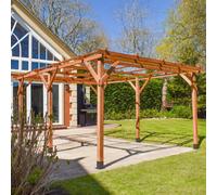 BPS Access Solutions Bps Deluxe Wooden Pergola - 4X3M - Garden Gazebo - Premium Slow Grown Spruce - 80mm Thick Posts - 2031mm Height