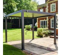 BPS Access Solutions Bps Grand Full Aluminium Pergola - 3X3M Aluminium Pergola - Louvered Roof - 120mm Post - Garden Canopy - Anthracite Grey