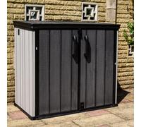 BPS Access Solutions Bps Grand Plastic Storage Box 900L- Weather Resistant - Outdoor Bin Store - Grey & Black - Plastic Storage Shed/bin (130X72X110Cm)