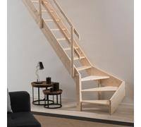 BPS Access Solutions Bps Grand Space Saving Staircase - With Left Turn - Floor Height Up To 3.53M - Heavy Duty, Durable Spruce - 300Kg Load Rating