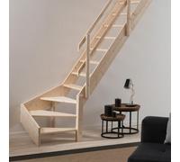 BPS Access Solutions Bps Grand Space Saving Staircase - With Right Turn - Floor Height Up To 3.53M - Heavy Duty, Durable Spruce - 300Kg Load Rating