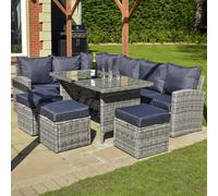 BPS Access Solutions The Perranporth Luxury Rattan Garden Set - Grey - 8 Seater - Tempered Glass Table