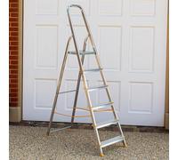 BPS® Aluminium Step Ladder | Folding Ladder | Ladders | Trade & DIY | Non-Slip Feet | Hand Rail | 6 Step